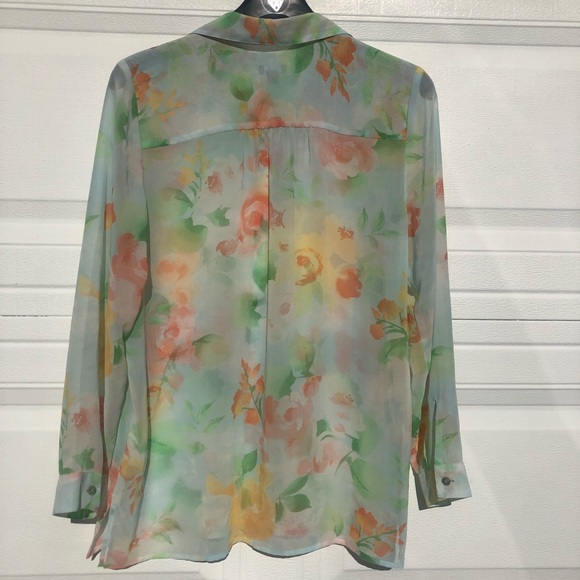 J. Jill Sheer Floral Pastel  Business Casual Blouse - Picture 7 of 7